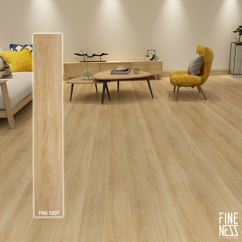 FINENESS FLOORING FNS 1207 พื้น SPC คลิ๊กล็อค ลายไม้เมเปิ้ล สีเหลืองอ่อน หนา 6 มม.