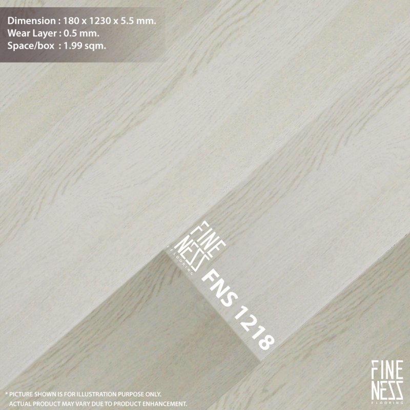 FINENESS FLOORING FNS 1218 พื้น SPC คลิ๊กล็อค ลายไม้ สีครีม หนา 6 มม.
