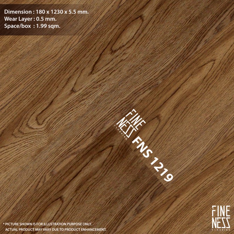 FINENESS FLOORING FNS 1219 พื้น SPC คลิ๊กล็อค ลายไม้แอช สีน้ำตาลอ่อน หนา 6 มม.