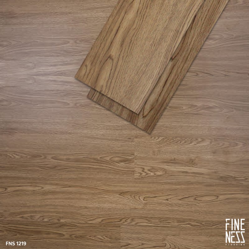 FINENESS FLOORING FNS 1219 พื้น SPC คลิ๊กล็อค ลายไม้แอช สีน้ำตาลอ่อน หนา 6 มม.