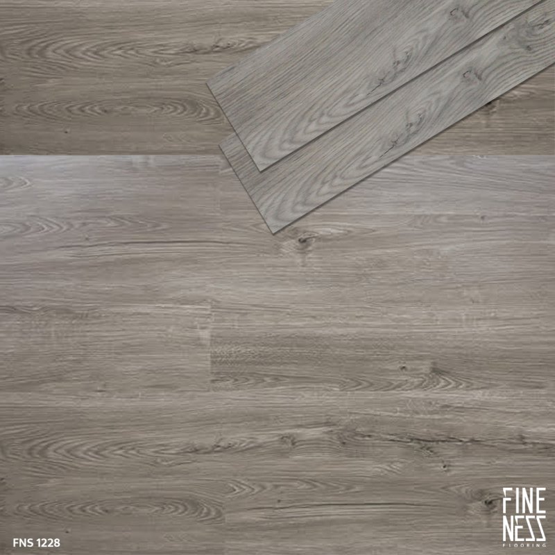FINENESS FLOORING FNS 1228 พื้น SPC คลิ๊กล็อค ลายไม้ สีเทาเข้ม หนา 6 มม.