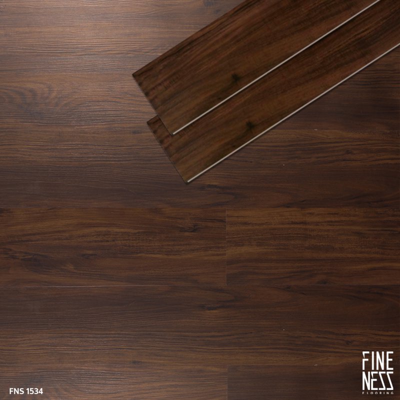 FINENESS FLOORING FNS 1534 พื้น SPC คลิ๊กล็อค ลายไม้ดาร์กโอ๊ค สีน้ำตาลเข้ม หนา 6 มม.