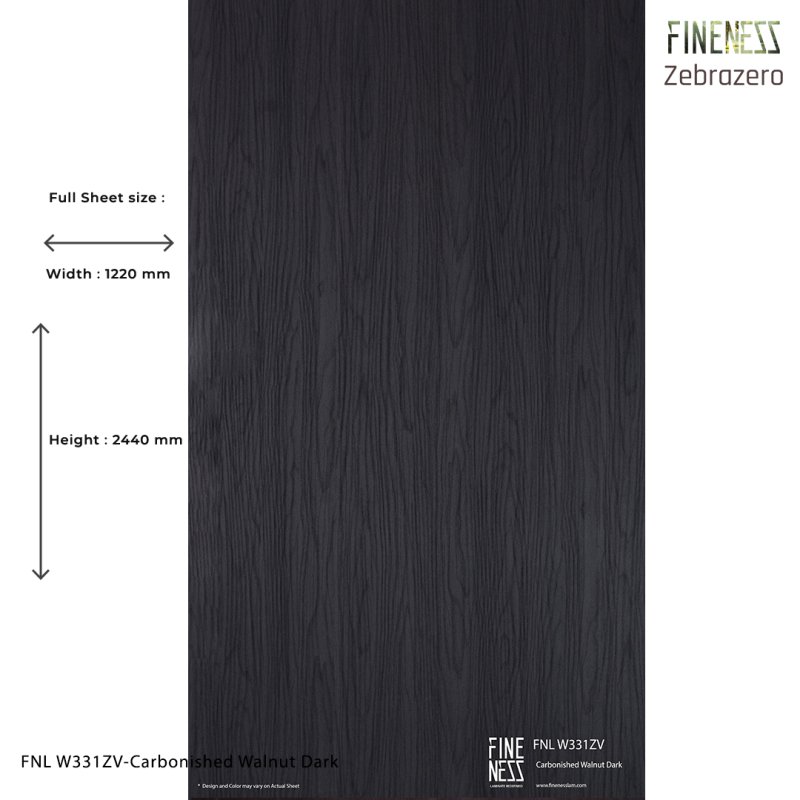 FNL W331ZV HPL Laminate Carbonished Walnut Dark Wood Design 0.8MM Thickness