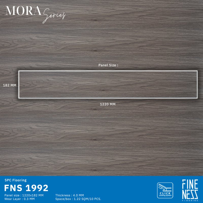 FINENESS FLOORING FNS 1992 พื้น SPC คลิ๊กล็อค ลายไม้มะฮอกกานี สีน้ำตาล ความหนา 4 มม.