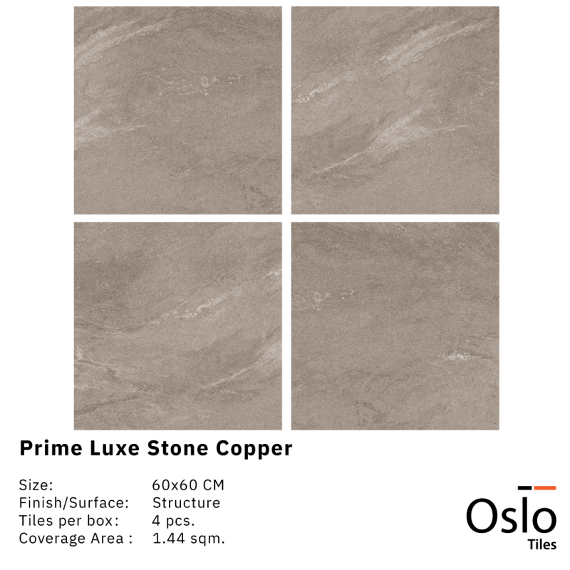 Prime Luxe Stone Copper Porcelain Tile black color size 60x60 cm Rustic with Punch finish