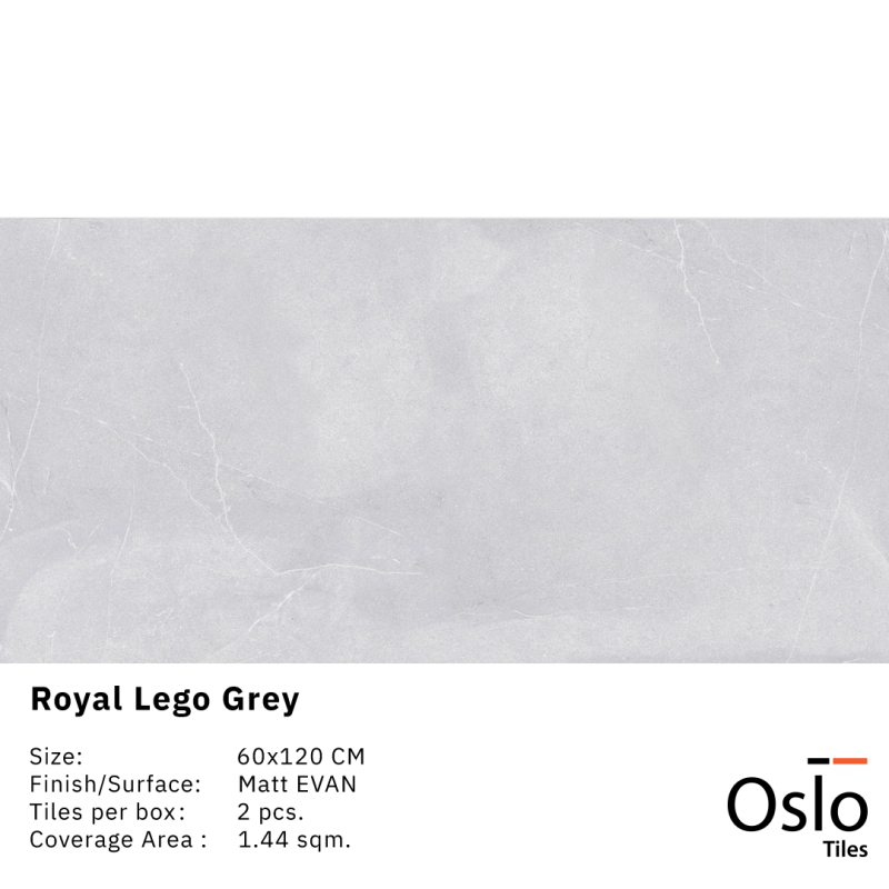 Royal Lego Grey กระเบื้องพอร์ซเลน สีเทา ขนาด 60x120 cm ผิวด้าน EVAN